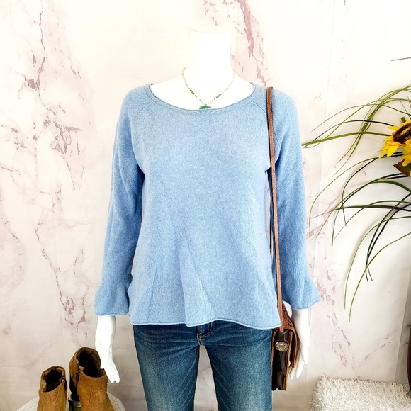 White + Warren cashmere light powder blue sweater - Picture 3 of 8